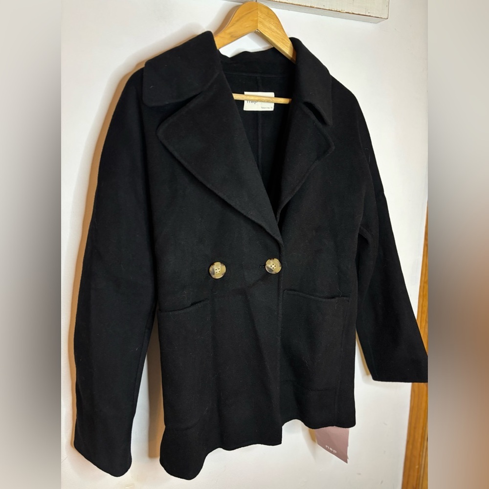 Nap Loungewear Lightweight Wool Double-Breasted Pea Coat